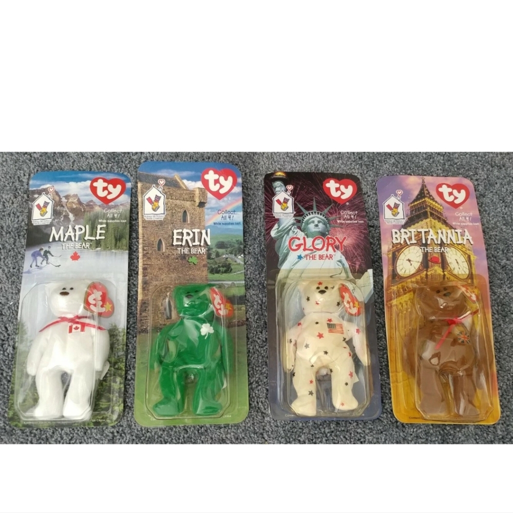 SET OF 4! McDONALD'S TY TEENIE BABIES SPECIAL INTERNATIONAL BEARS! NIP!